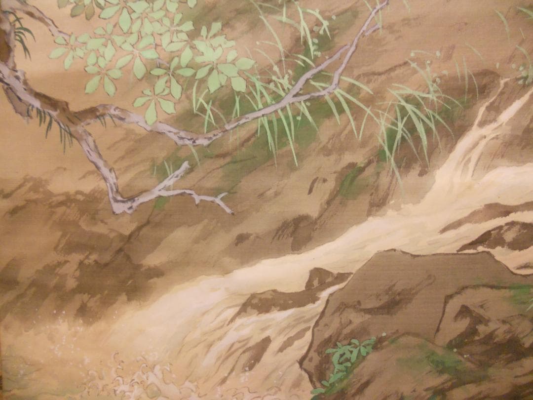 掛け軸 英挙 渓流 絹本 希少 軸装 茶道具 掛軸 美品 です。