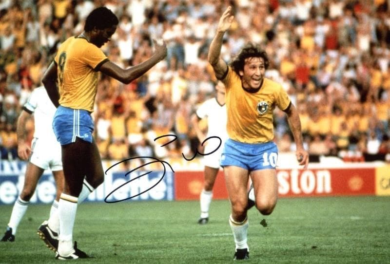 ジーコ 　スペインワールドカッブ　証明書付き　ブラジル代表 直筆サイン入りフォト