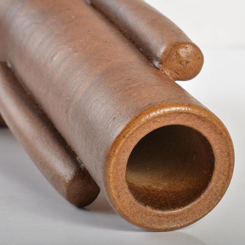 備前焼　人間国宝　金重陶陽作　一輪花入　金重道明識箱　M　R6970