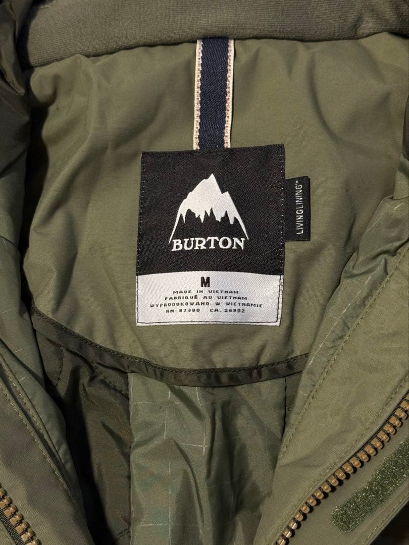 Burton ウィメンズ スノーボードジャケット 防水フード付き カーキ 多機能