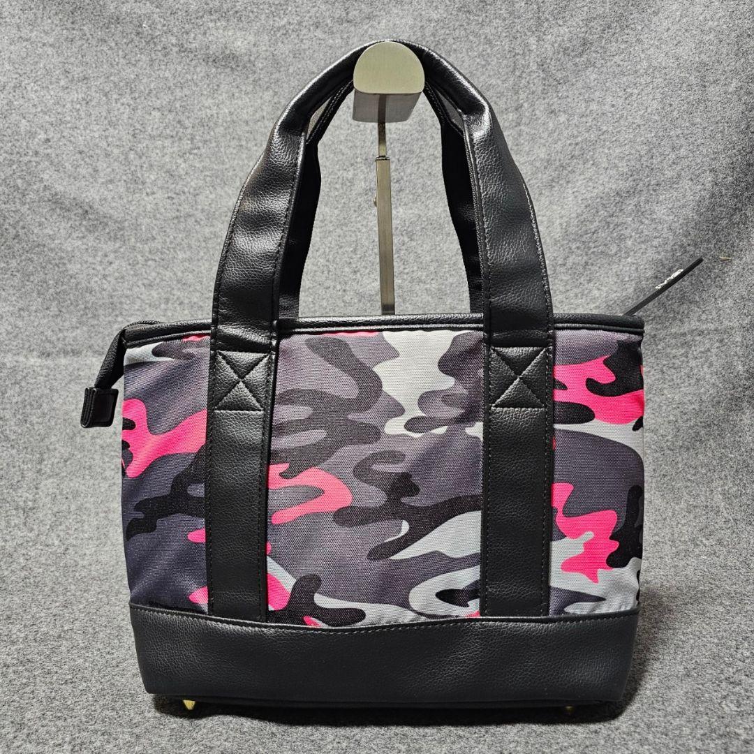 【V12】人気PVCレザー カモフラ柄×ロゴプレート カートバッグ 黒