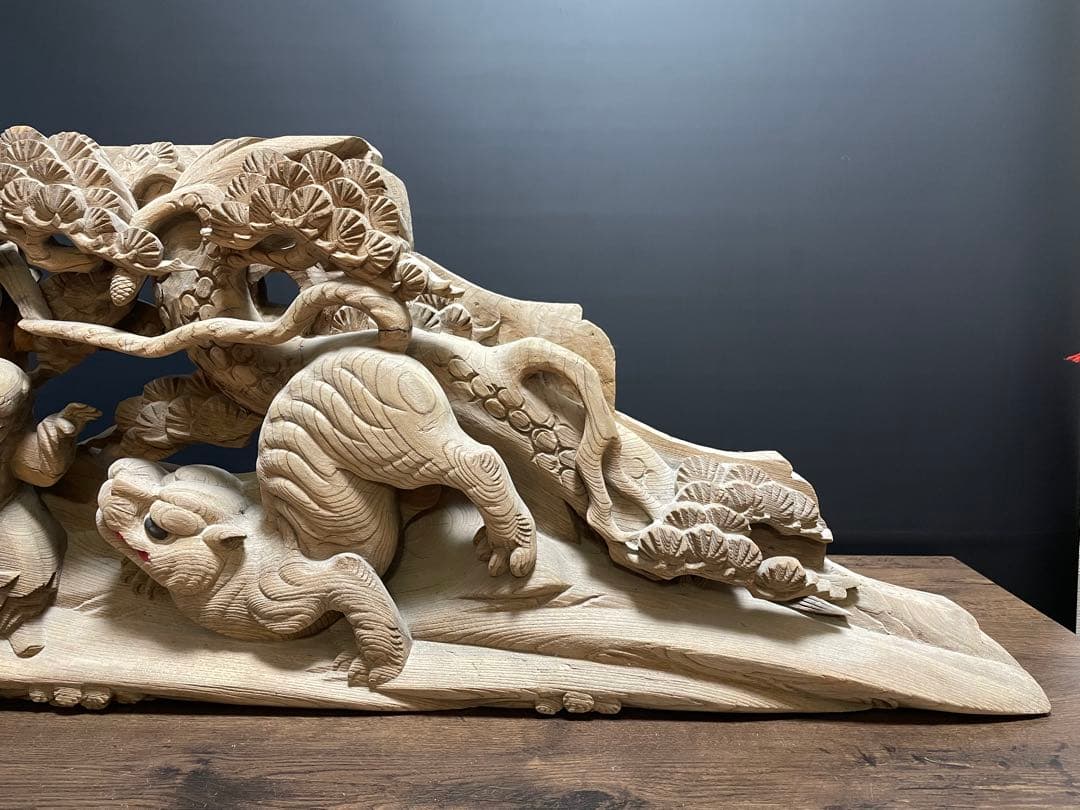 大型　蟇股　 彫刻 木彫　 彫刻工芸品　骨董品　幅131cm