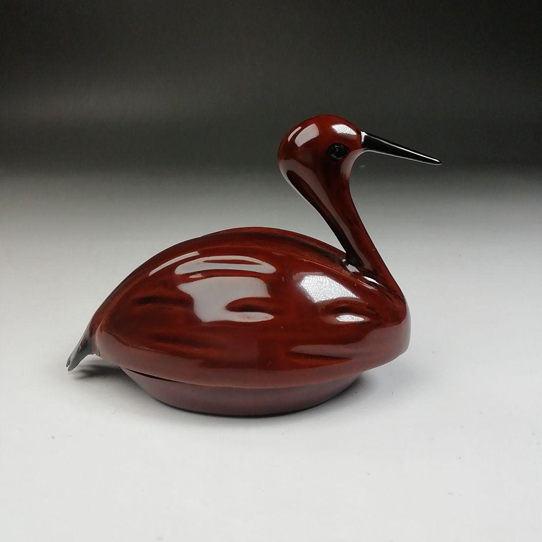 Ｗ１３　香合　『輪島乾漆造り　鶴香合　壱』『塗師　川岸充雅 造』　共箱　茶道具