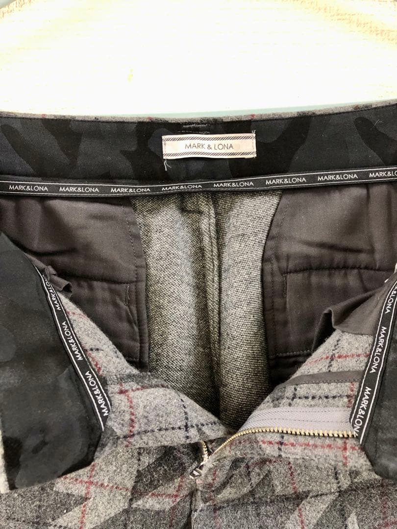 『MARK&LONA』マークアンドロナ パンツ　千鳥格子柄　グレーチェック　L