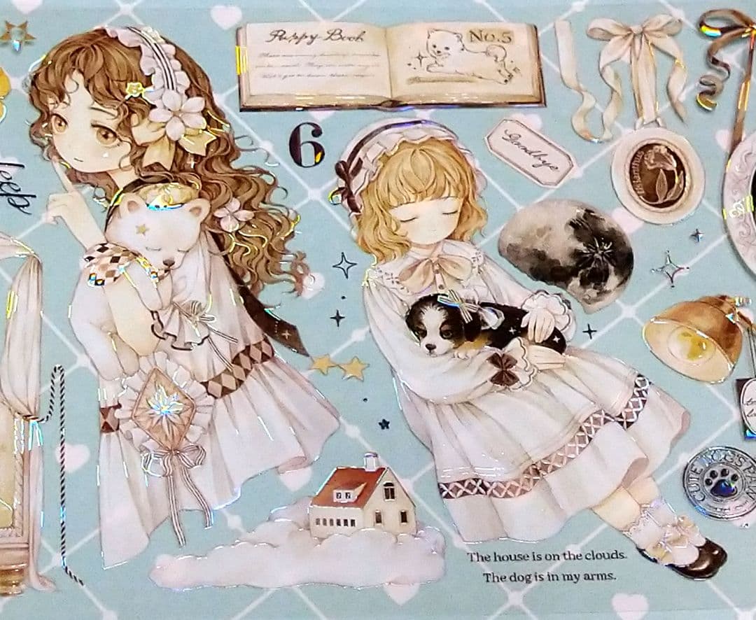 J878＃小狗乖乖(贝壳光)浸月岛切り売り海外人物マステ女の子