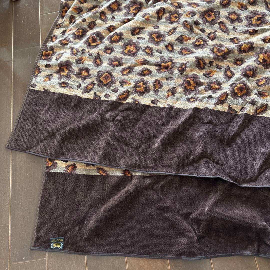 未使用　FEILER バスタオル　レオパード　フェイラー　豹柄　花柄　ブラウン系