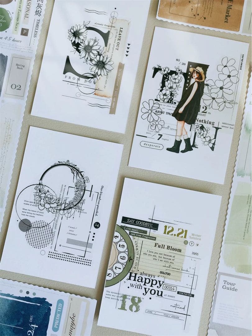 小花妈咪手帐《打底线条》海外マスキングテープ　マステ 【1984】