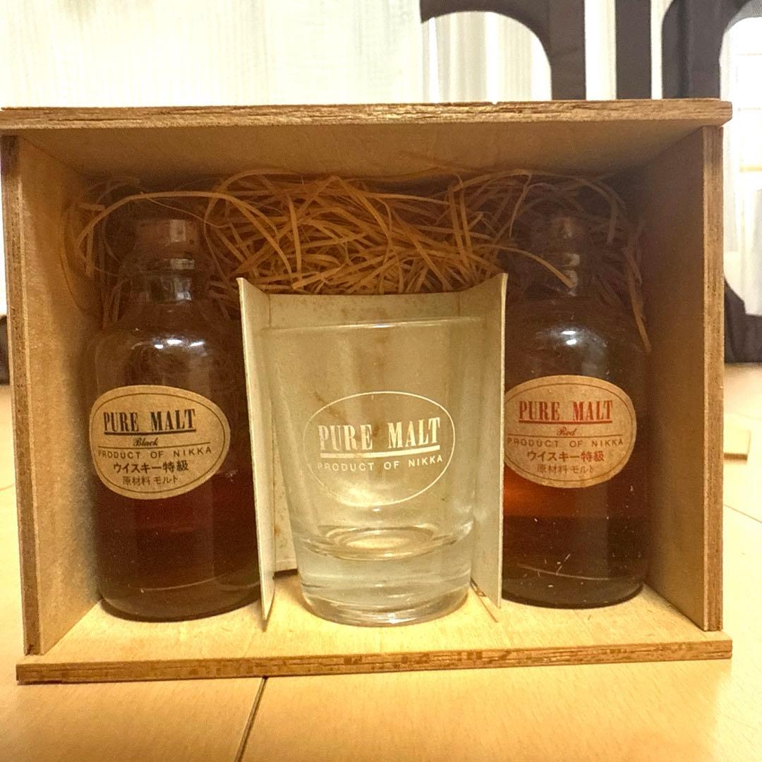 【特級表記】稀少ニッカウヰスキーピュアモルト　ブラック&レッド　ミニボトルセット