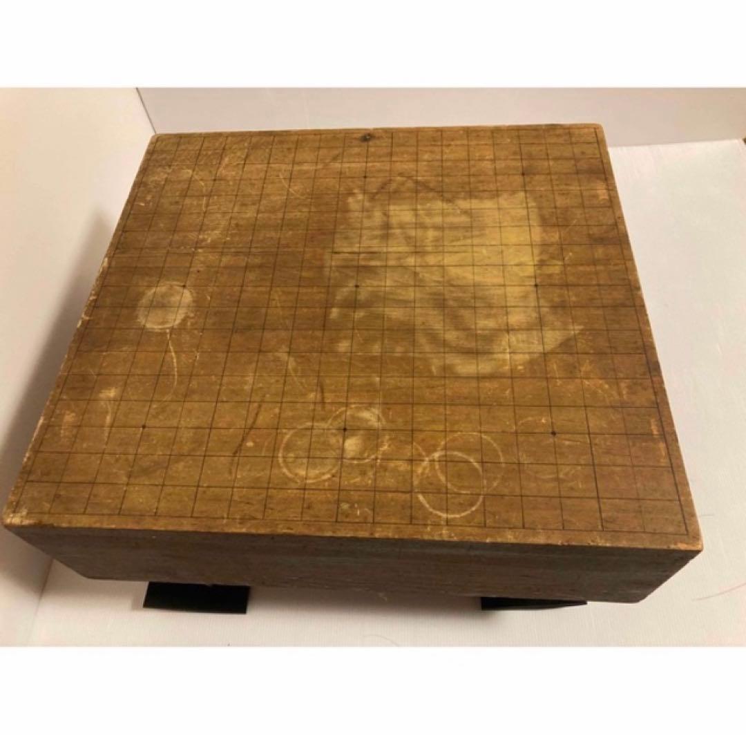 【年代物】木製　足つき碁盤と碁石、足置きセット 19路盤　324マス　へそつき