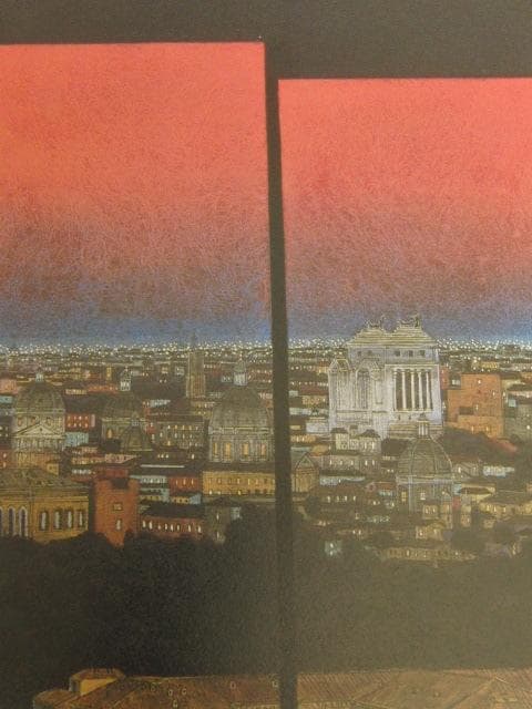 柳沢正人、【黎明ローマ】、希少な額装用画集より、新品額装付