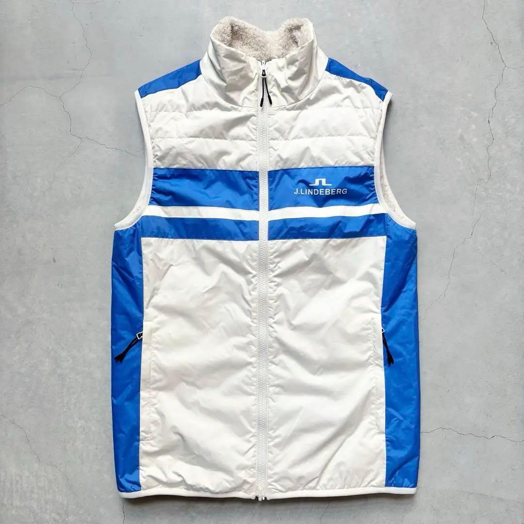 J.LINDEBERG リバーシブル 中綿ボアベスト ダブルジップ 2way S