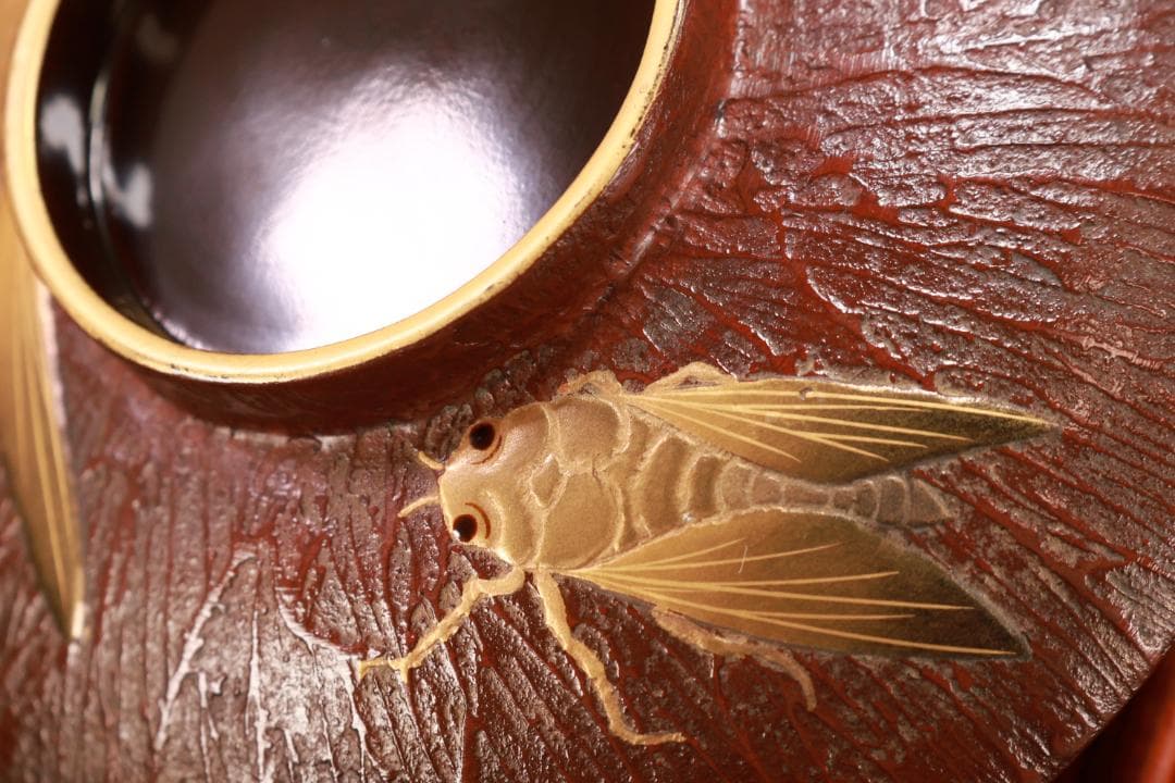 時代輪島塗　明治期　特注品　金縁内黒　松皮塗餅椀　十客　吸物椀　BJ092