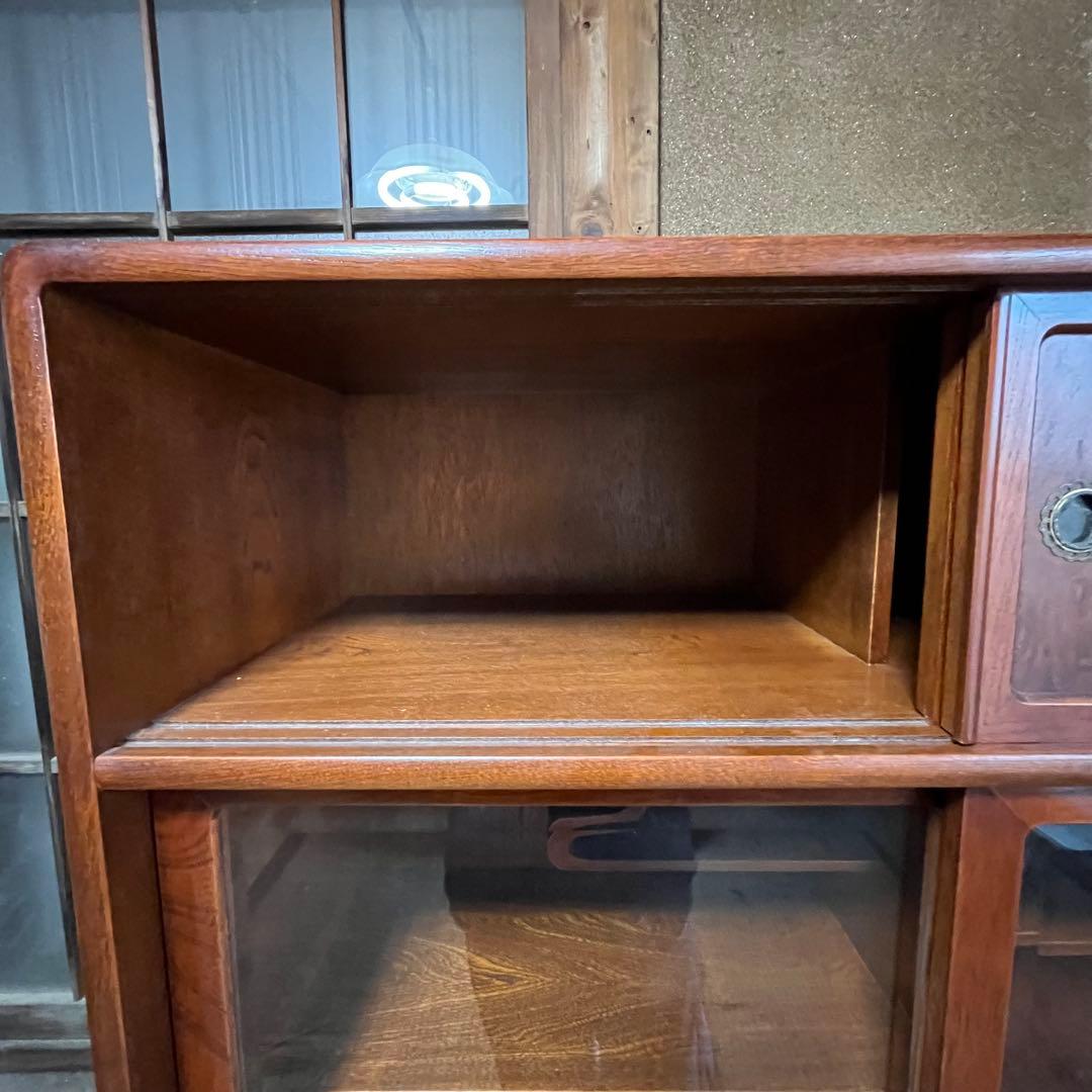 昭和レトロ 木製 茶箪笥 水屋箪笥 ガラス戸