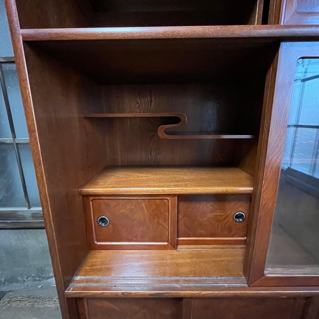 昭和レトロ 木製 茶箪笥 水屋箪笥 ガラス戸