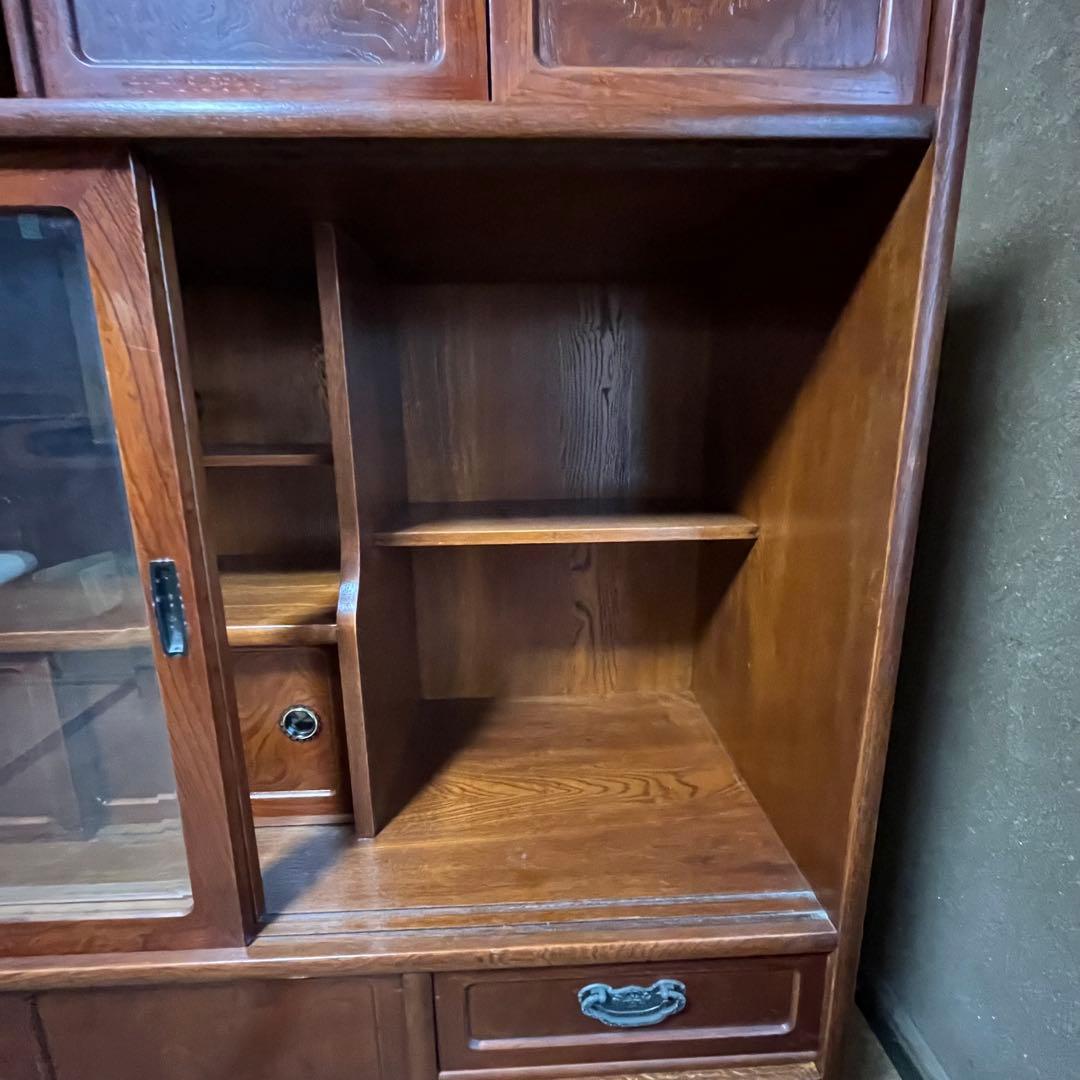 昭和レトロ 木製 茶箪笥 水屋箪笥 ガラス戸