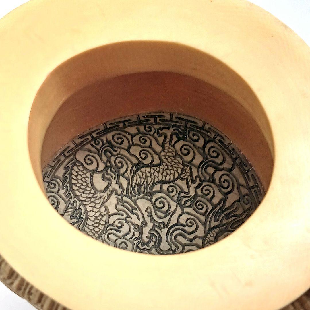 Y958-2 高級彫刻 細密造 龍細工 獅子香炉 重量1262.2g 高さ29㎝