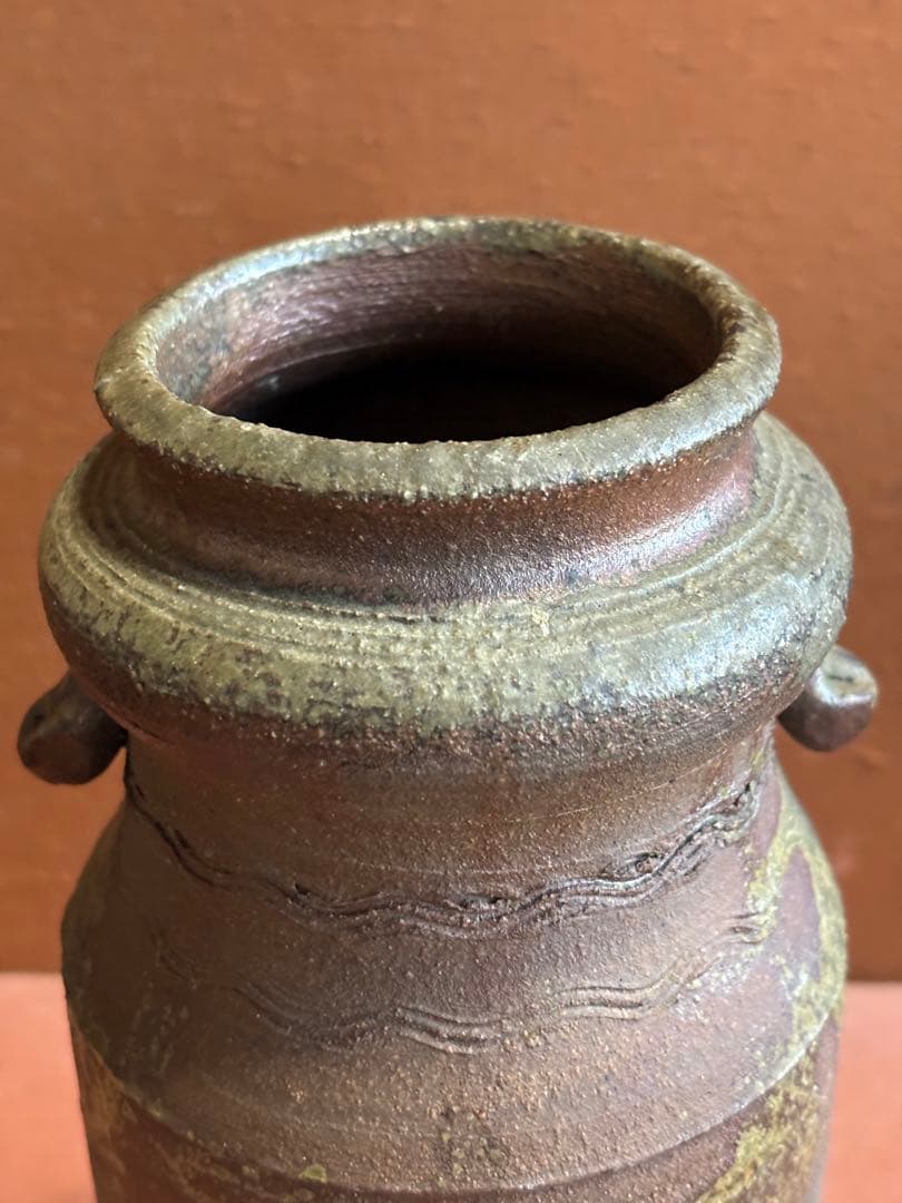 幻の窯　泥走舎(走泥舎)田土灰釉捻三筋彫文筒瓶八木一夫鈴木治　検オブジェ