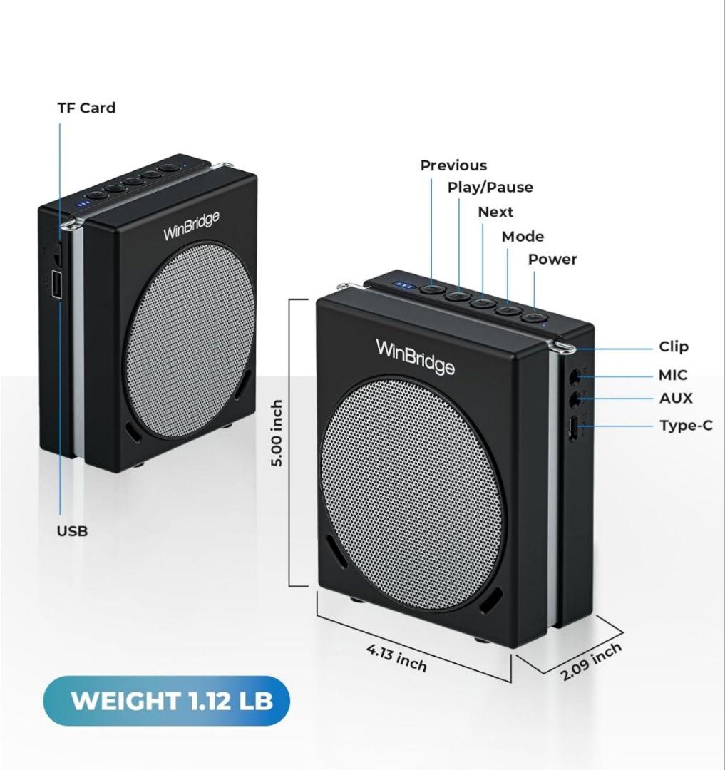 WWINBRIDGE 大音量 ポータブル拡声器 スピーカー ハンドマイク付き