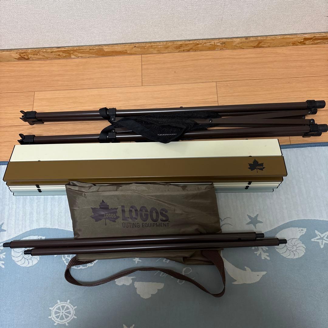 ロゴスヴィンテージカラーハイテーブル& 折りたたみ式下部収納キャビネット