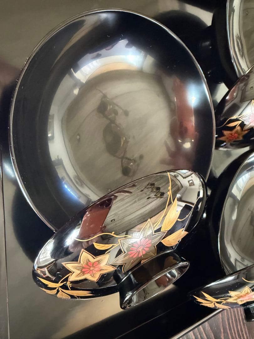 輪島塗（重要無形文化財）高級汁椀　鉄仙図　 3客