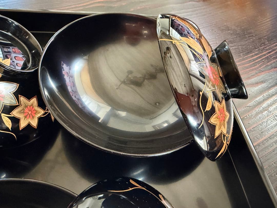 輪島塗（重要無形文化財）高級汁椀　鉄仙図　 3客