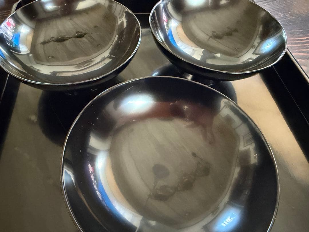 輪島塗（重要無形文化財）高級汁椀　鉄仙図　 3客