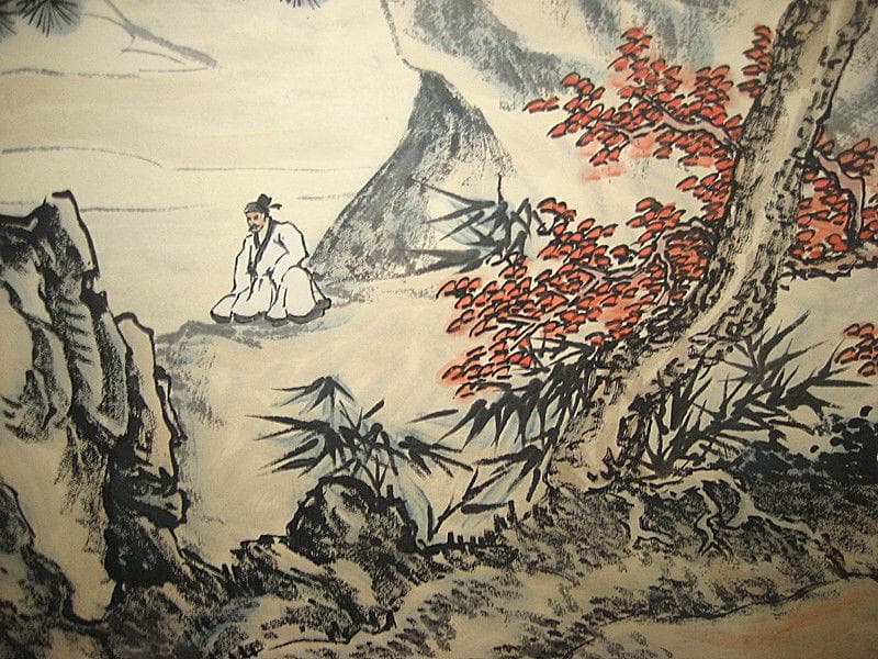 掛中国美術 近代の書画家 「張大千 花図」 書画立軸