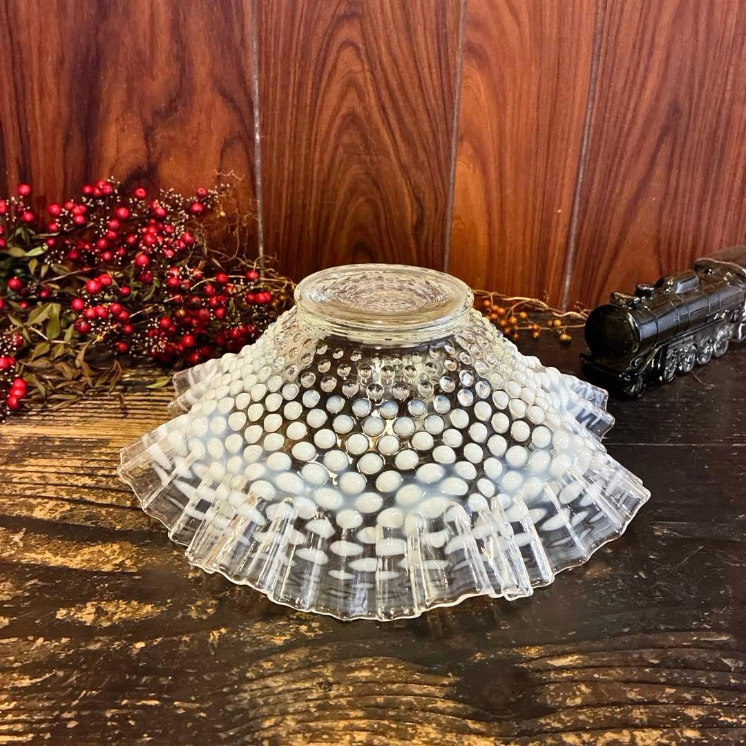 骨董　フェントン　オパールセント フリル　ボブネイル　電笠フリル　ボウル　大鉢