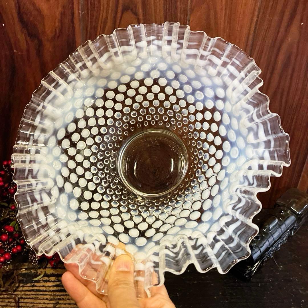 骨董　フェントン　オパールセント フリル　ボブネイル　電笠フリル　ボウル　大鉢