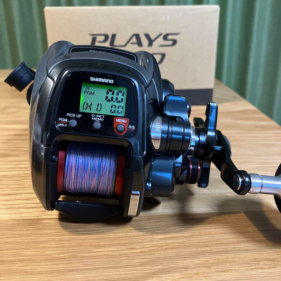 中古　SHIMANO プレイズ800 電動リール、バッテリー付き