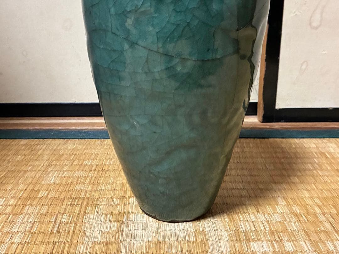 中国 高麗 朝鮮 青緑色 貫入 壺 花入 唐物