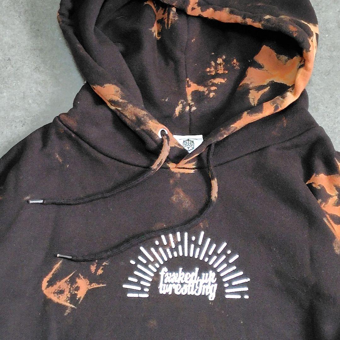 【美品】DDTプロレス MAOFAC パーカー タイダイ染め 黒 オレンジ M