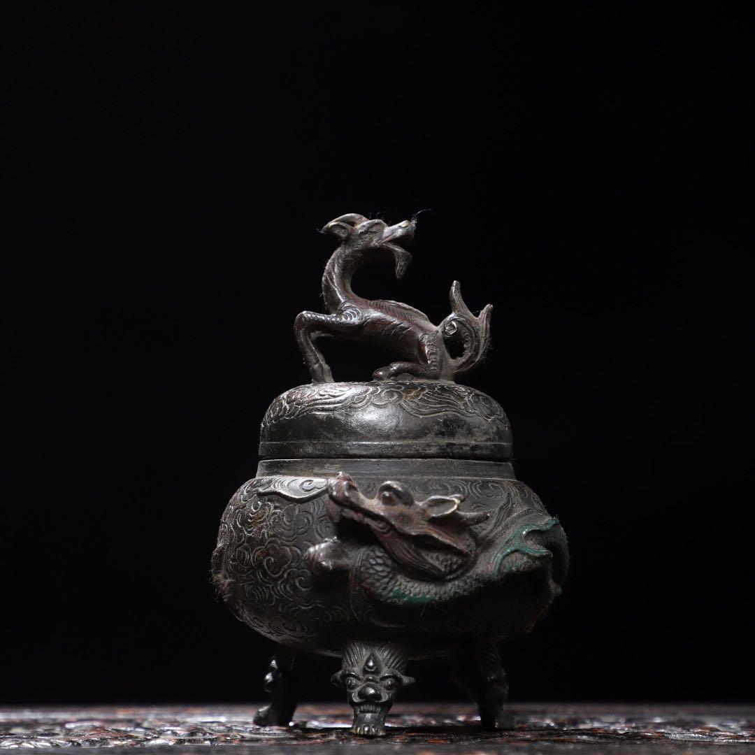 麒麟　香炉　美術品　旧蔵