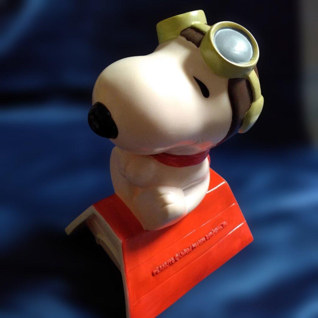 スヌーピー ゴーグル付きフィギュア ソフビ　貯金箱　レア　美品