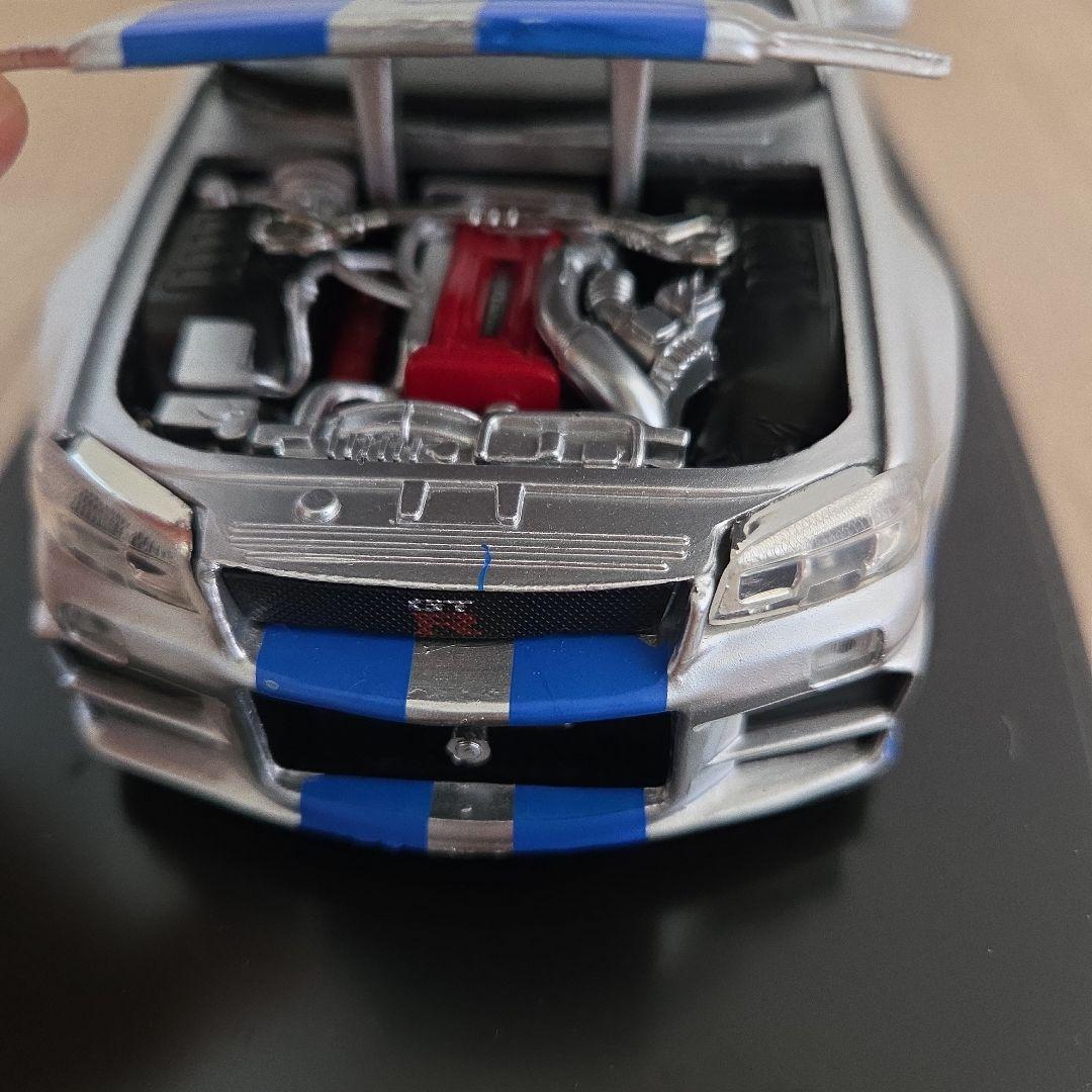 スカイライン GT-R34 ミニカー シルバー/ブルー
