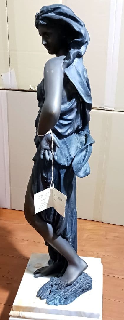 A.de.Luca 手彫り女神像 ブロンズ彫刻 大理石台座 アンティーク