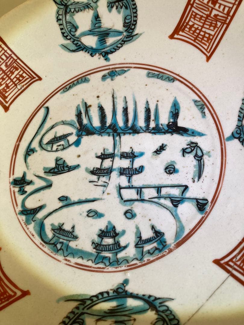 明時代 呉須赤絵大皿