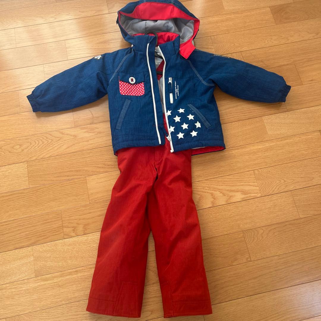 DESCENTE 子ども用スキーウェア 青/赤