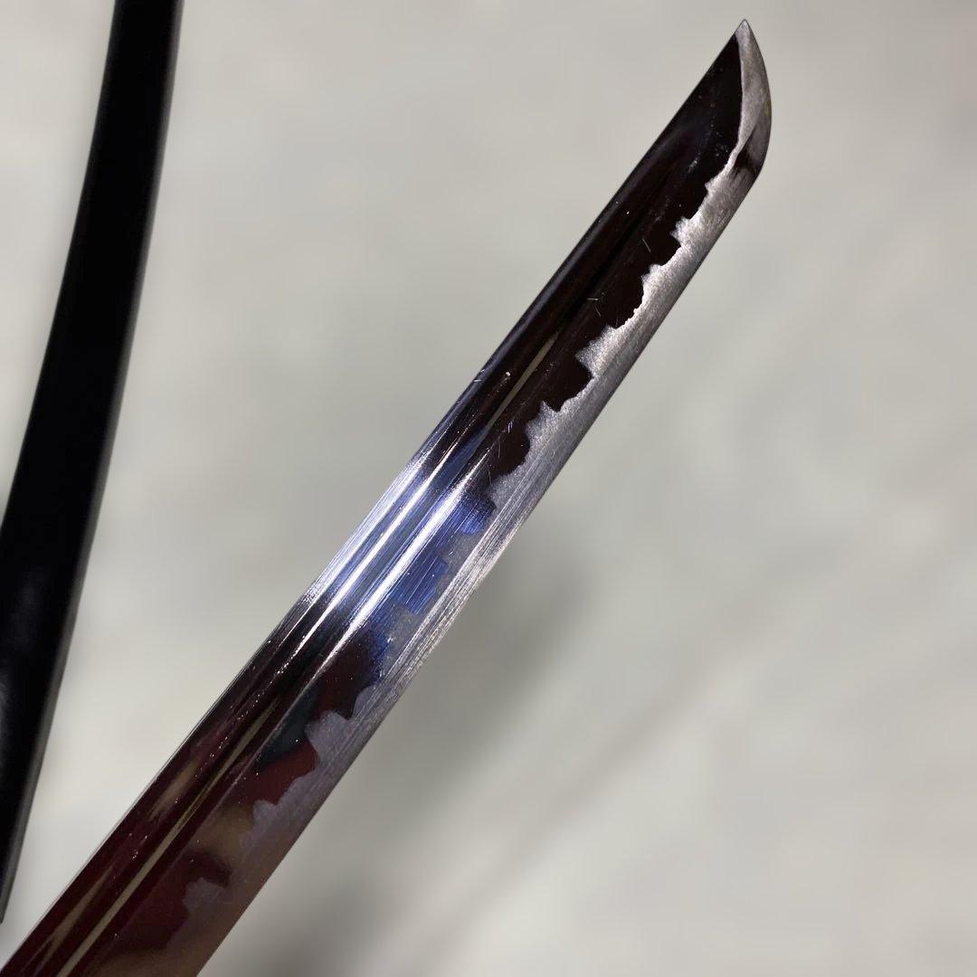 模造刀(居合刀)下緒無し 茶柄 鶴と波絵角丸鍔