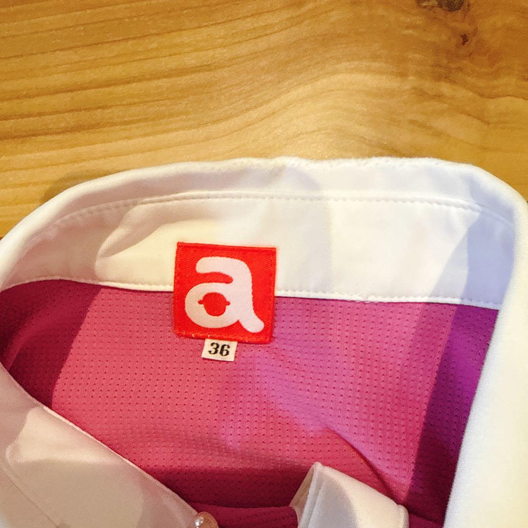 ピンク フリル付き ポロワンピース