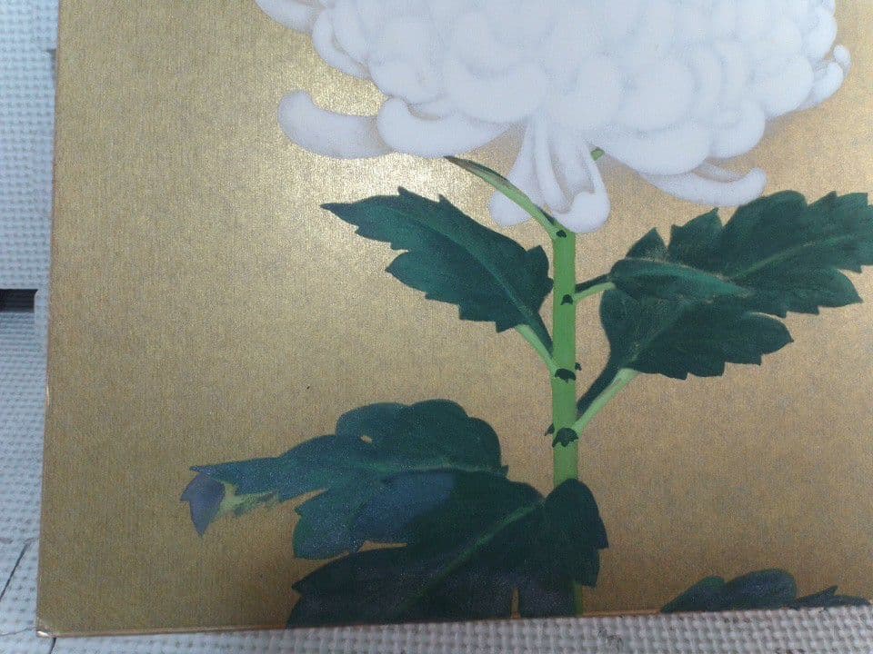 丹羽長春　絵画のみ　菊の花 日本画 約31.6 ×40.8cm　　美術品