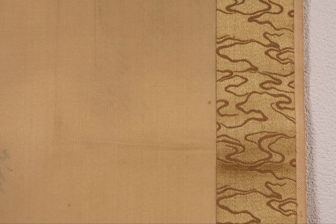 【模写】松雲山人 飛瀑図 滝 人物 山水 絹本 掛軸 彩色 MB130