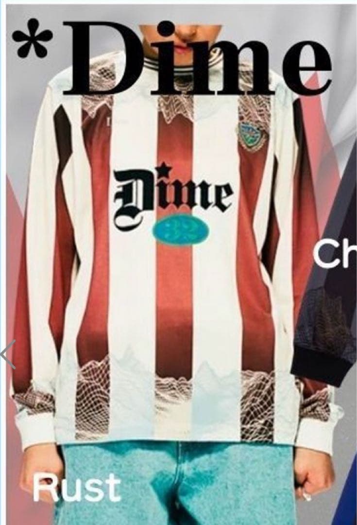 新品タグ付 Dime ダイム ゲームシャツ L Rust サッカーシャツ ロンt