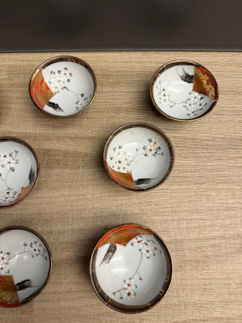 1533  九谷焼　猪口　7客　時代物