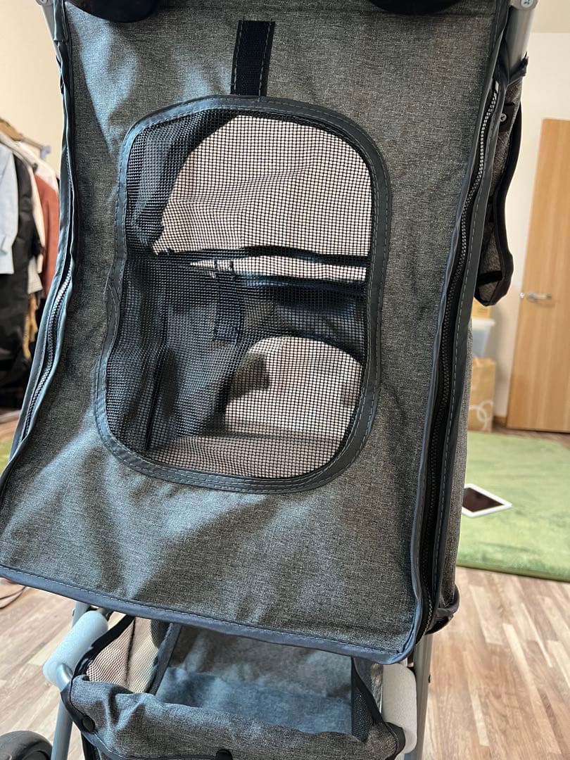 グレー メッシュ窓付き ペットカート