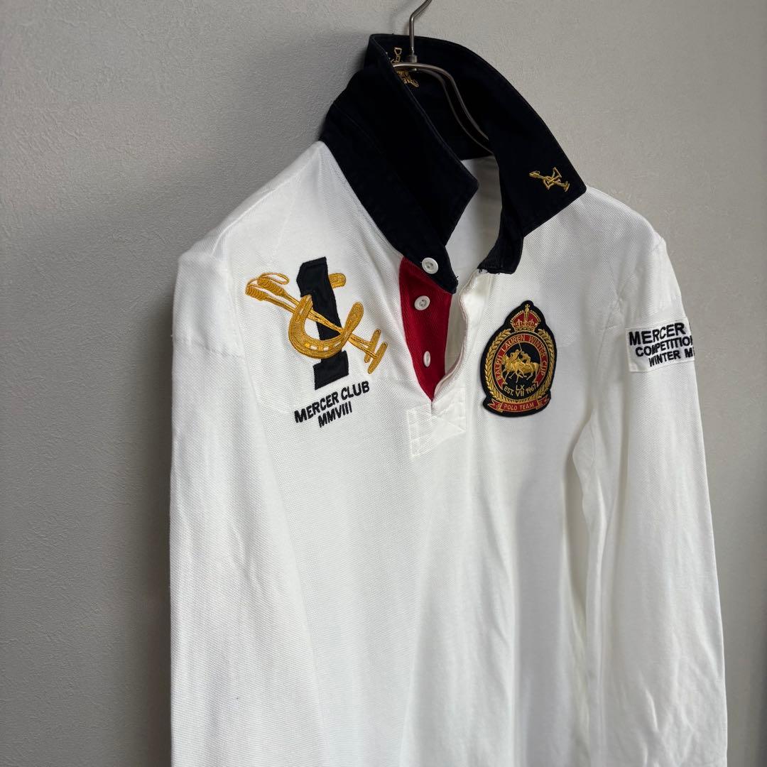 黒白POLO ポロ Ralph Lauren ラルフローレン 長袖ラガーシャツM