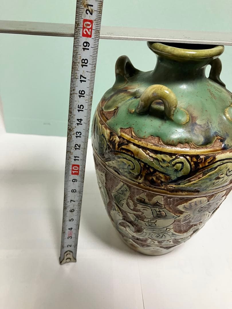 琉球　沖縄　壺屋焼【故】島袋常明作　エジプト紋壺　ヤチムン　やちむん　希少　レア