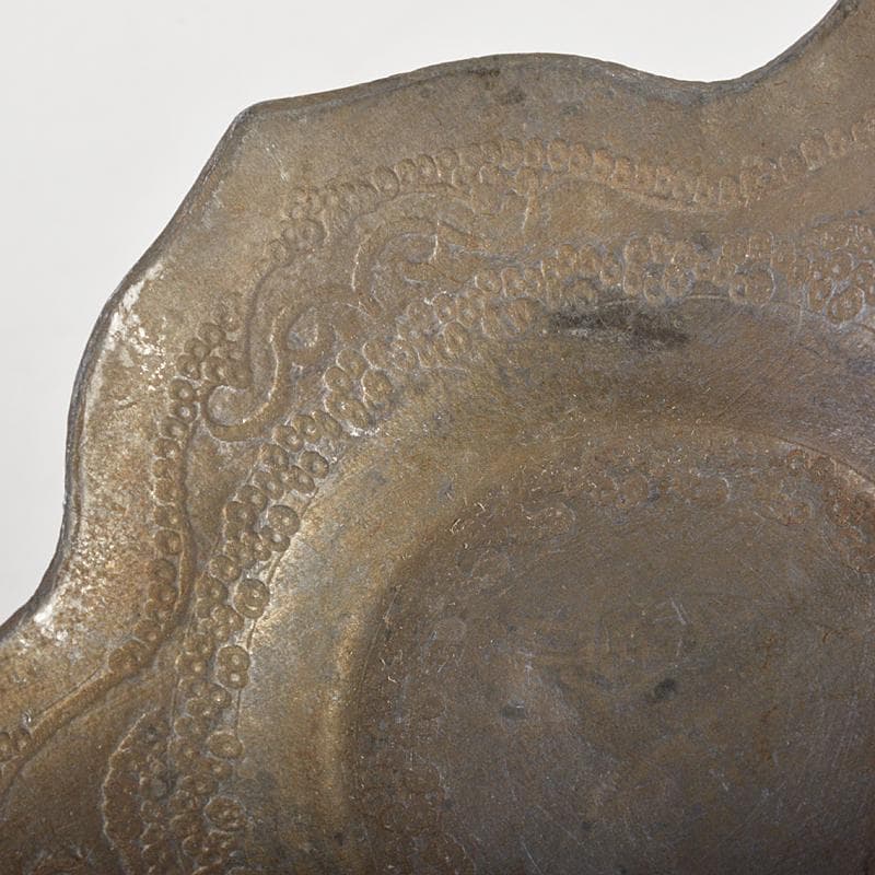 中国　古錫　洸存周款　木瓜式　茶托　五客　合計約186g　V　R7463