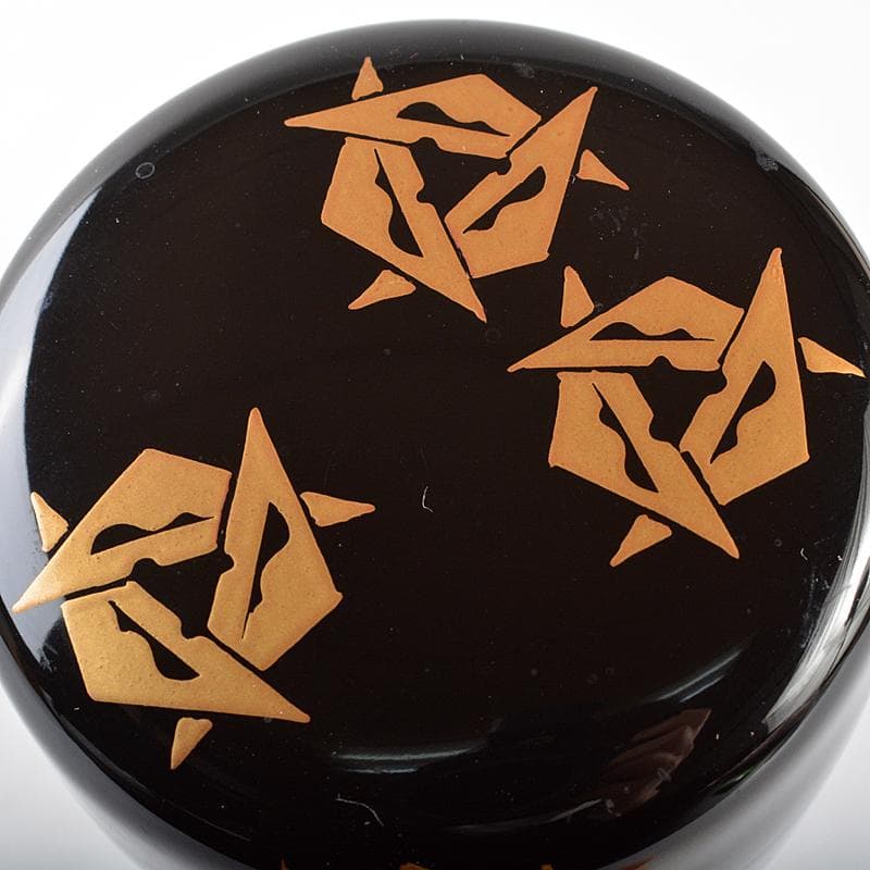 茶道具　輪島塗　岡本陽斎作　鱗鶴蒔絵　黒中棗　共箱　V　R5809