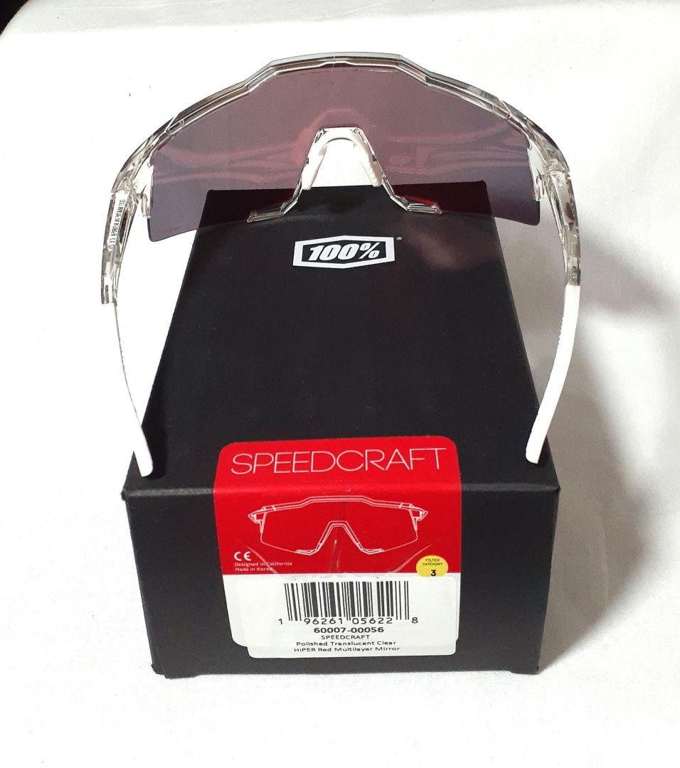 100% Speedcraft クリア レッド ワンハンドレッド サングラス